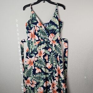 PatPat Floral Midi Dress - Navy and Pink